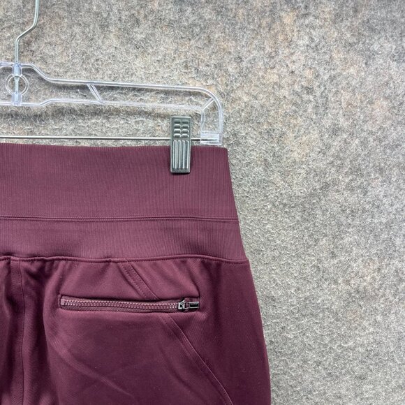 Athleta Skyline Pants Women Medium Burgundy Stretch Jogger Athletic Knit Tapered - Picture 5 of 10